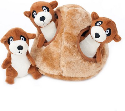 ZippyPaws Burrow Squeaky Hide and Seek Plush Dog Toy, Meerkat Den, Puzzle Set