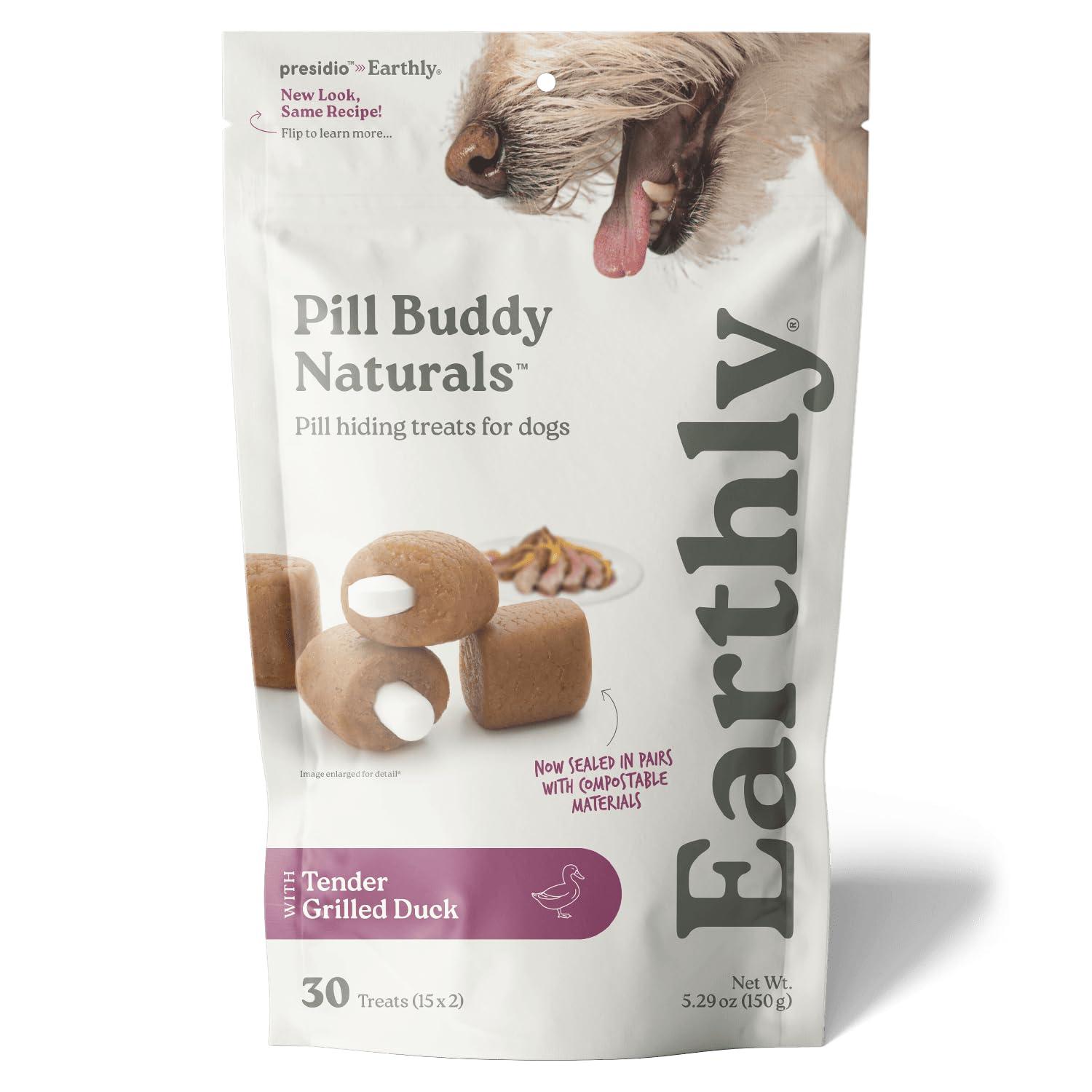 Earthly Pet Pill Buddy Naturals Tender Grilled Duck Dog Treats, 30-count