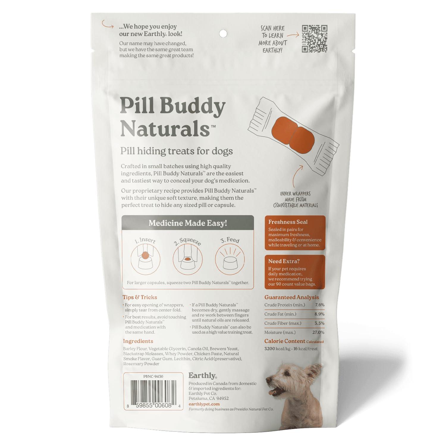 Earthly Pet Pill Buddy Naturals Oven Roasted Chicken Dog Treats, 30-count