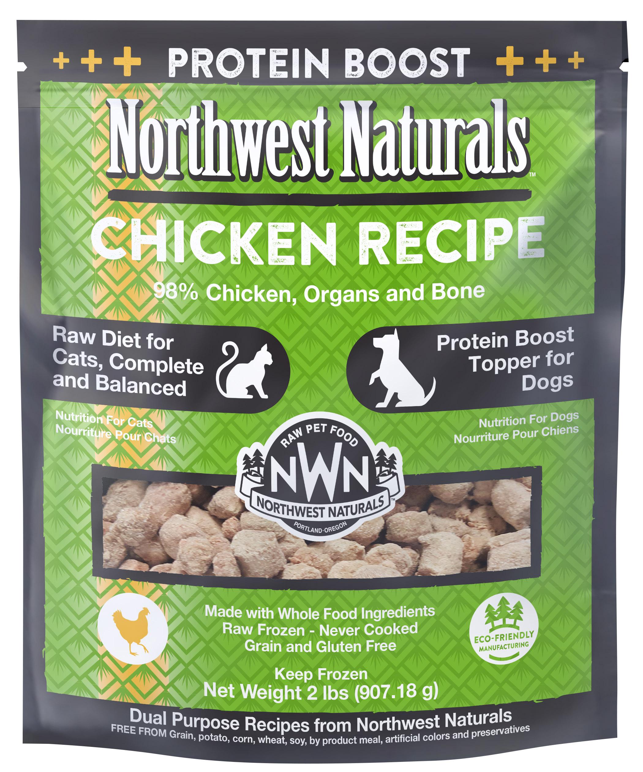 Northwest Naturals Chicken Raw Diet for Cats & Protein Boost Topper for Dogs, 2-lb