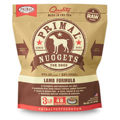 Primal Raw Frozen Nuggets Lamb Formula Dog Food, 3-lb, case of 8 (**)