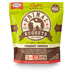 Primal Raw Frozen Nuggets Pheasant Formula Dog Food, 3-lb (**)