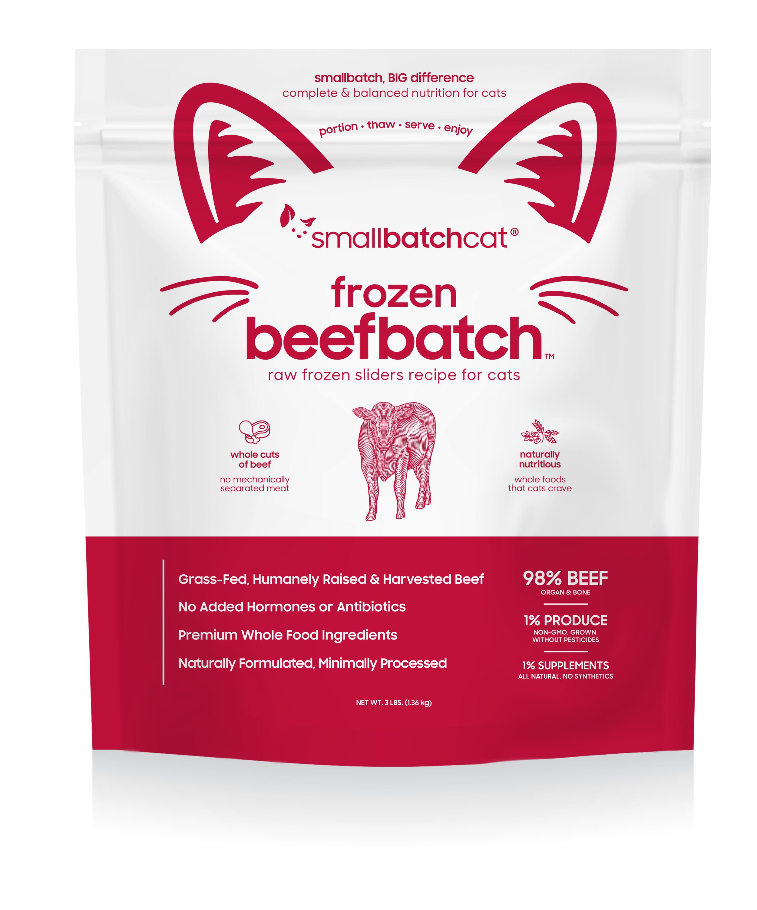Smallbatch Cat Beef Batch Sliders Frozen Cat Food, 3-lb
