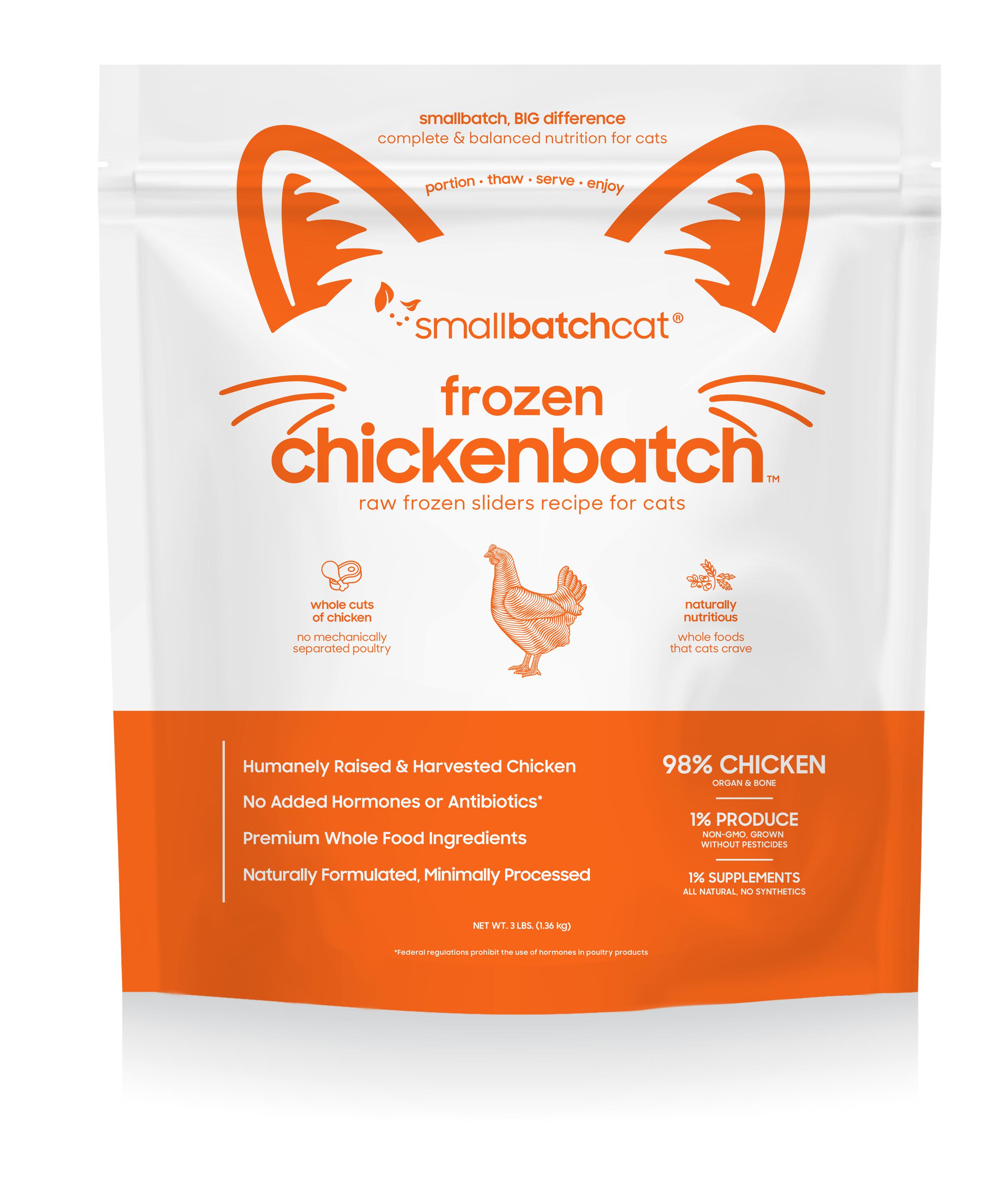 Smallbatch Cat Chicken Batch Sliders Frozen Cat Food, 3-lb