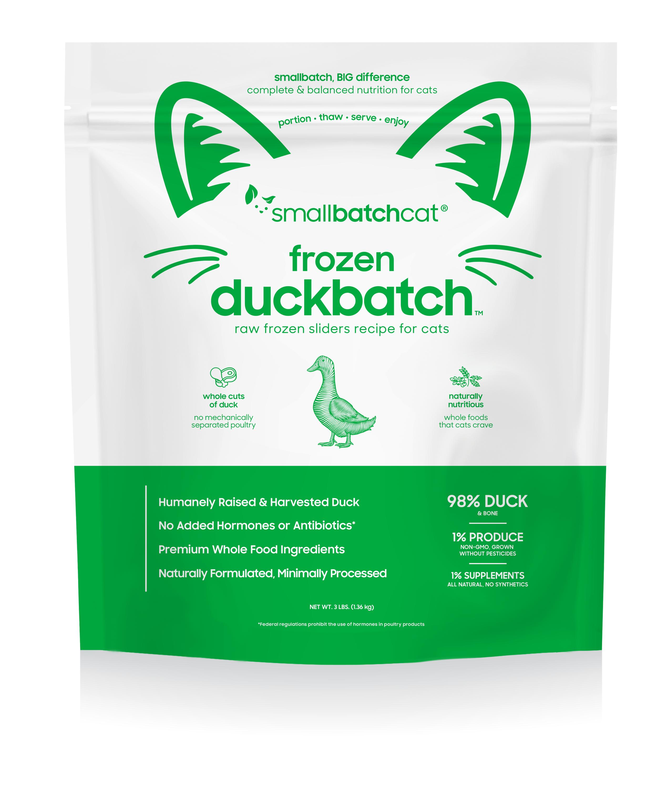 Smallbatch Cat Duck Batch Sliders Frozen Cat Food, 3-lb (Size: 3lbs)