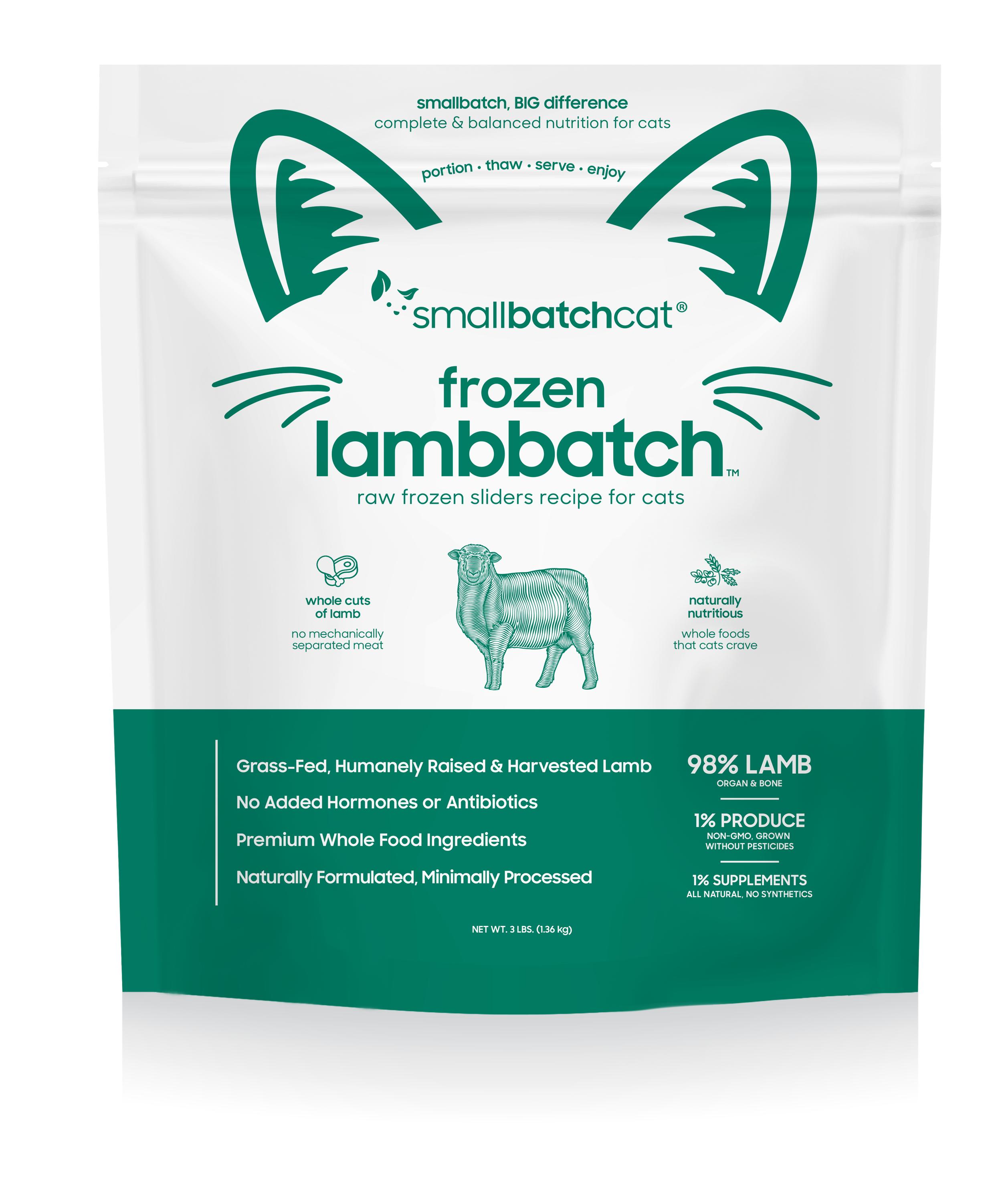 Smallbatch Cat Lamb Batch Sliders Frozen Cat Food, 3-lb (Size: 3lbs)