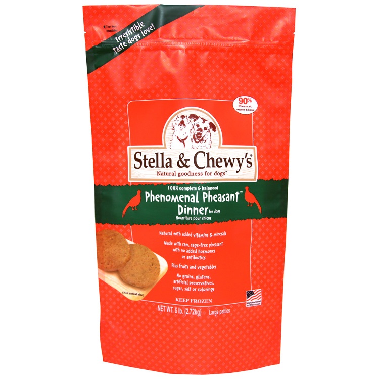 Stella & Chewy's Phenomenal Pheasant 8z Dinner Patties Grain-Free Raw Frozen Dog Food, 6-lb