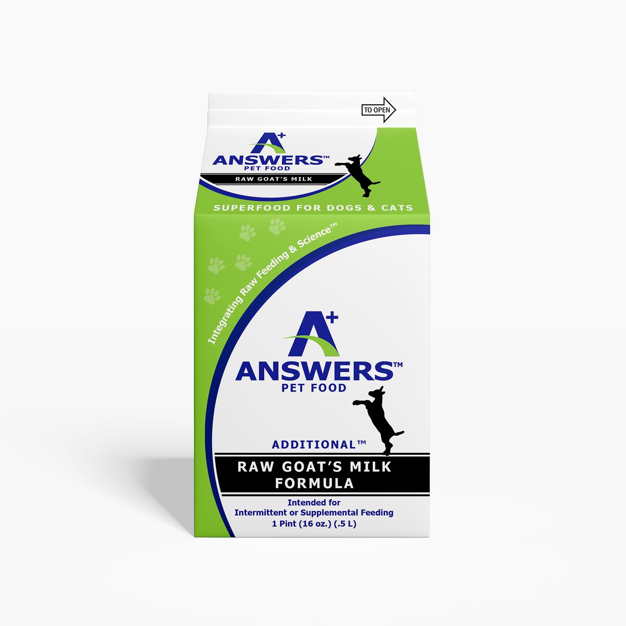 Answers Pet Food Power Pours Raw Goat Milk for Cats & Dogs, 16-oz