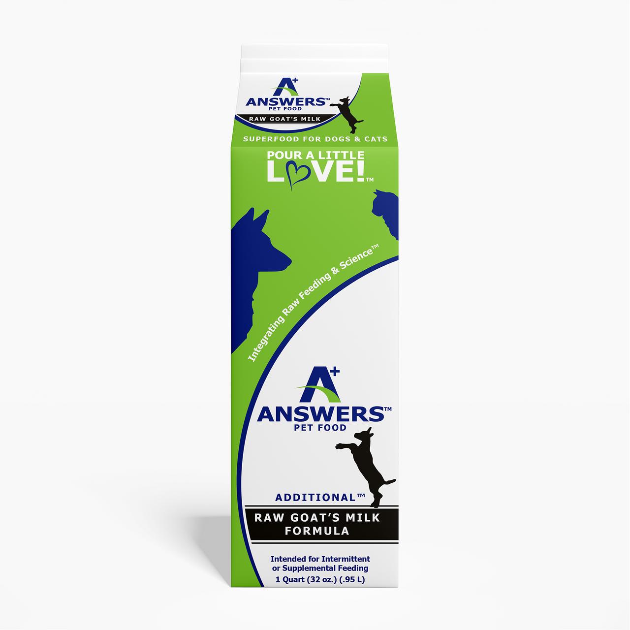 Answers Pet Food Power Pours Raw Goat Milk for Cats & Dogs, 32-oz