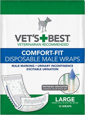Vet's Best Comfort Fit Disposable Male Dog Wraps, 12 count