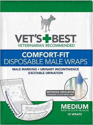 Vet's Best Comfort Fit Disposable Male Dog Wraps, 12 count