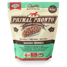 Primal Pronto Raw Chicken Formula Raw Frozen Dog Food, 4-lb, case of 6 (**)