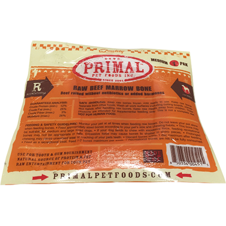 Primal Raw Beef Marrow Bone Raw Frozen Dog Treats, Medium, 14-count (**)