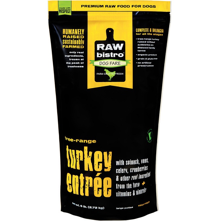 Raw Bistro Free-Range Turkey Entree Grain-Free Raw Frozen Dog Food