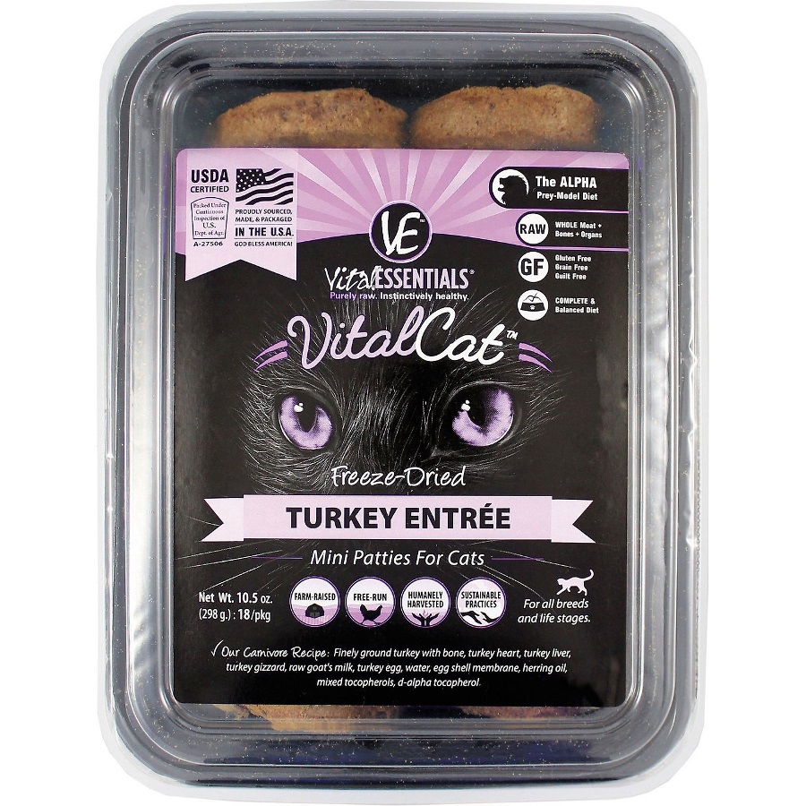 Vital Essentials Vital Cat Turkey Mini Patties Raw Freeze-Dried Cat Food