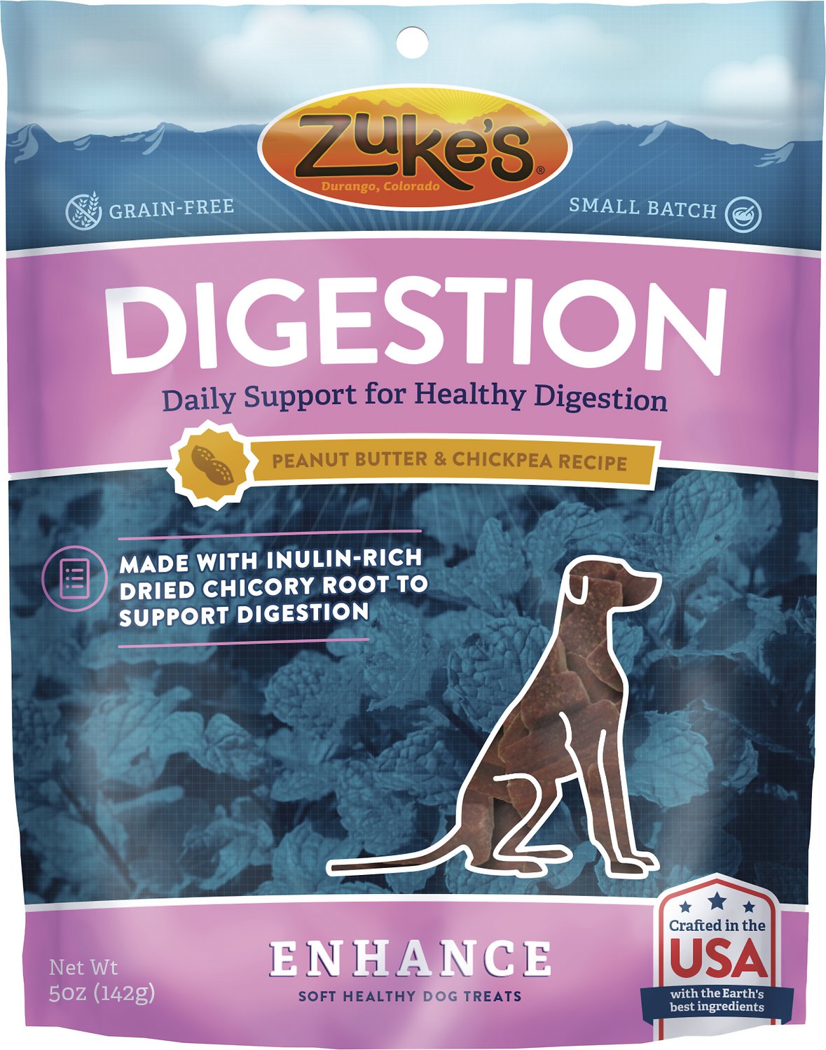 Zuke's Enhance Digestion Peanut Butter & Chickpea Recipe Dog Treats, 5-oz