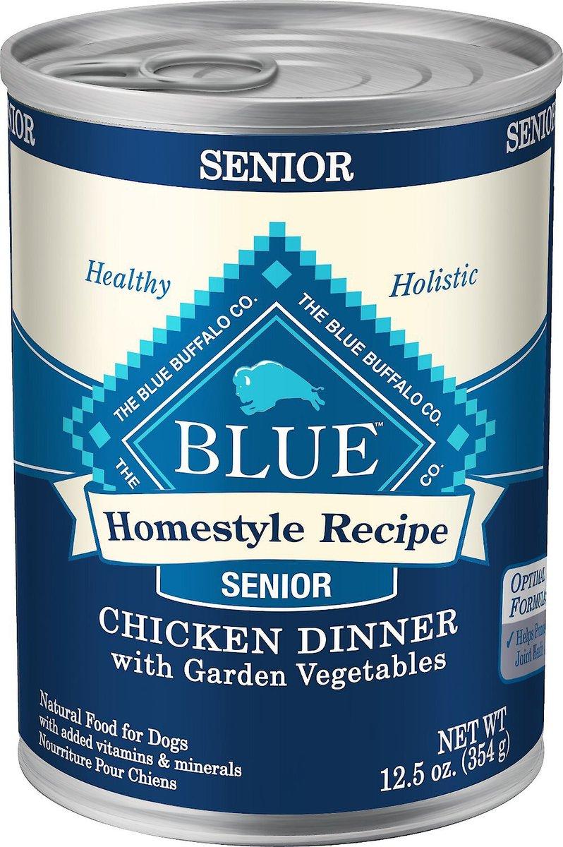 Blue Buffalo BLUE Homestyle Recipe Chicken Dinner with Garden Vegetables Senior Wet Dog Food Can, 12.5-oz, case of 12 (**)