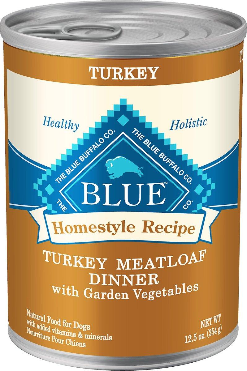 Blue Buffalo BLUE Homestyle Recipe Turkey Meatloaf Dinner with Garden Vegetables Adult Wet Dog Food Can, 12.5-oz, case of 12 (**)