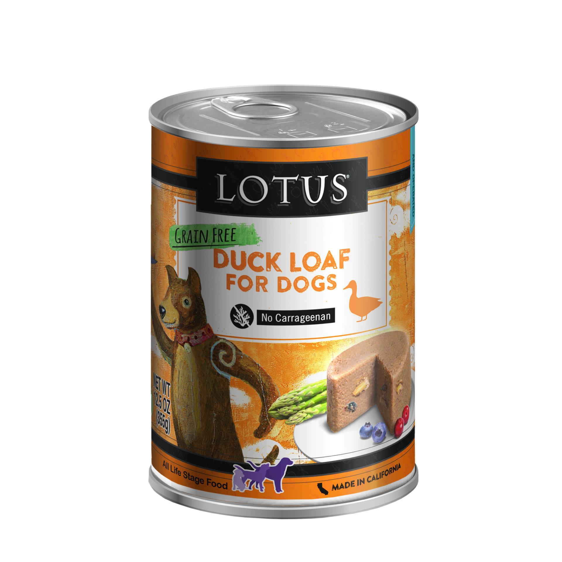 Lotus Duck Loaf Grain-Free Wet Dog Food Can, 12.5-oz, case of 12 (**)