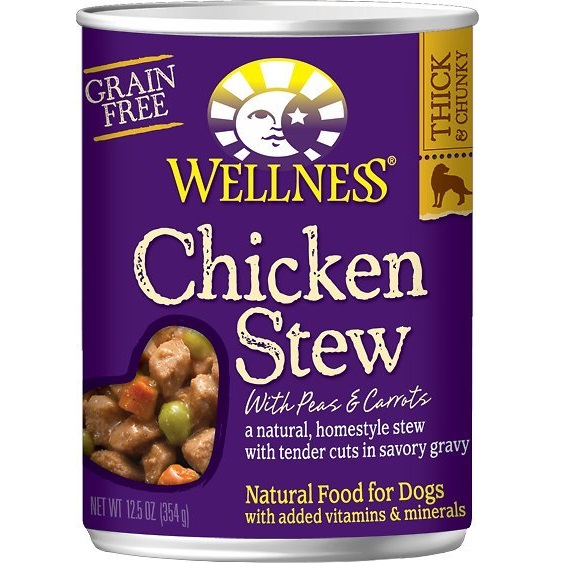 Wellness Homestyle Stew Chicken with Peas & Carrots Grain-Free Canned Dog Food, 12.5-oz, case of 12 (**)