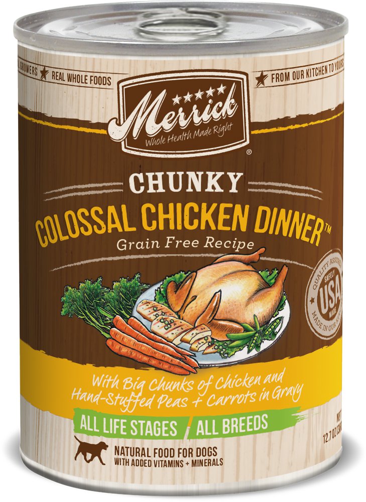 Merrick Chunky Grain-Free Colossal Chicken Dinner Canned Dog Food, 12.7-oz, case of 12 (**)