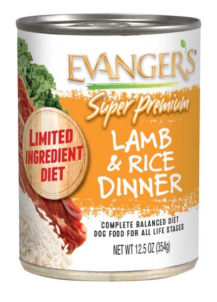 Evanger's Super Premium Lamb & Rice Dinner Wet Dog Food Can, 12.8-oz, case of 12 (**)