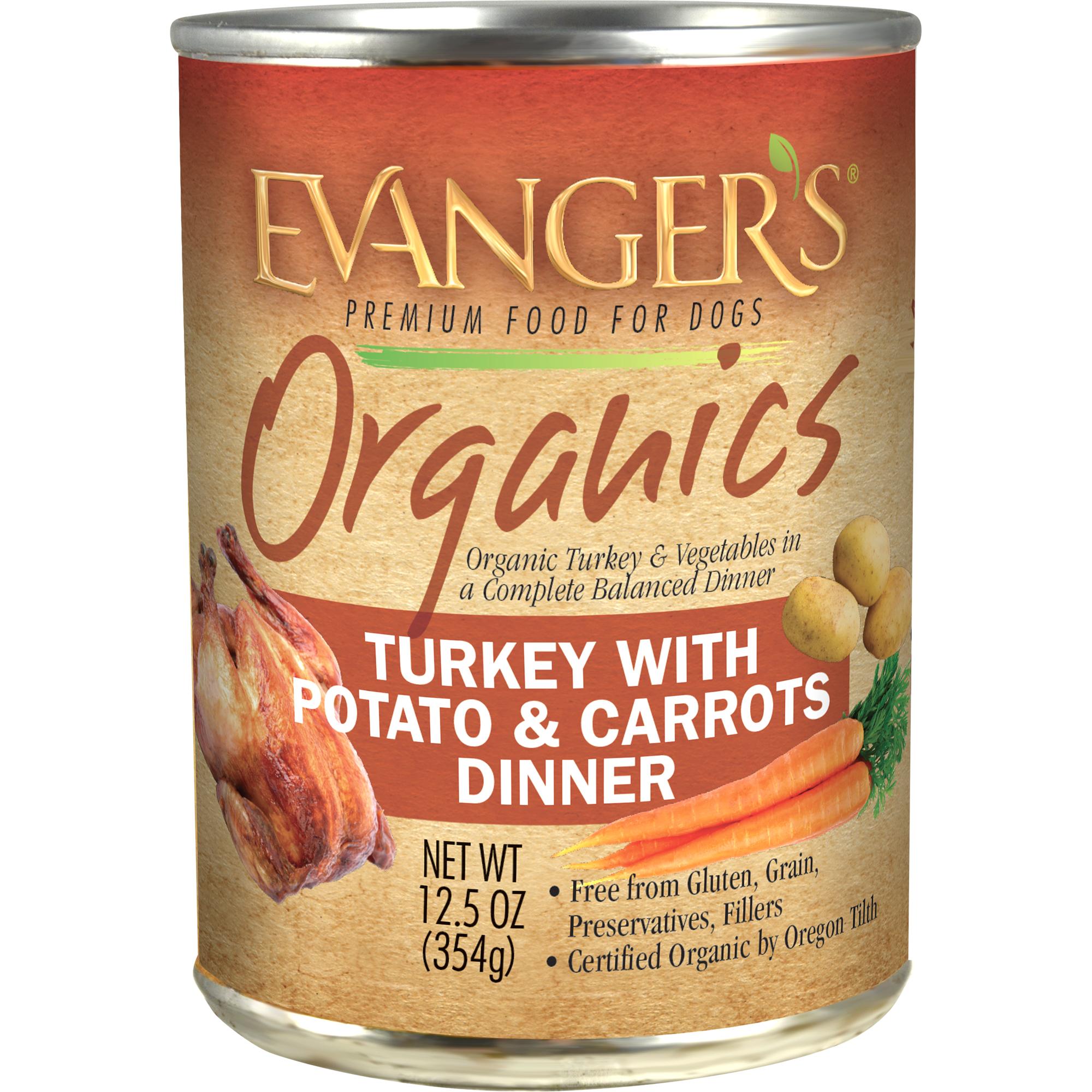 Evanger's Organics Turkey with Potato & Carrots Dinner Wet Dog Food Can, 13-oz, case of 12 (**)
