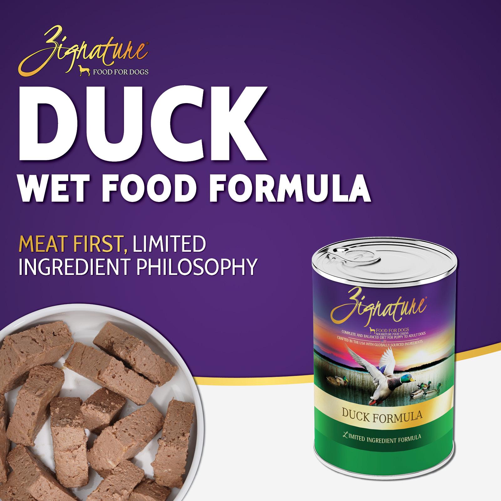 Zignature Duck Limited Ingredient Formula Wet Dog Food Can, 13-oz, case of 12 (**)