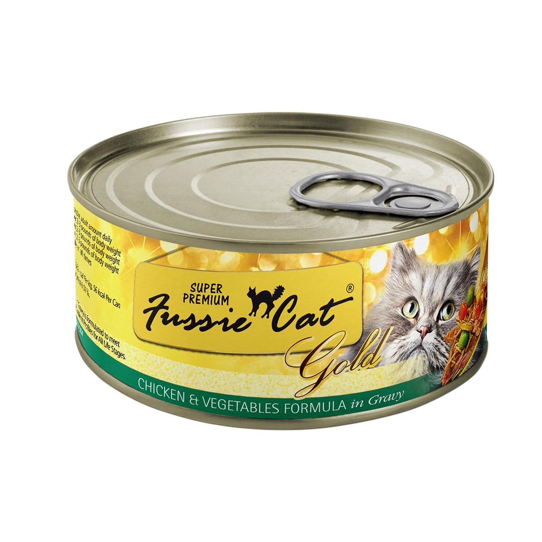 Fussie Cat Super Premium Chicken & Vegetables in Gravy Grain-Free Wet Cat Food Can, 2.82-oz, case of 24 (**)