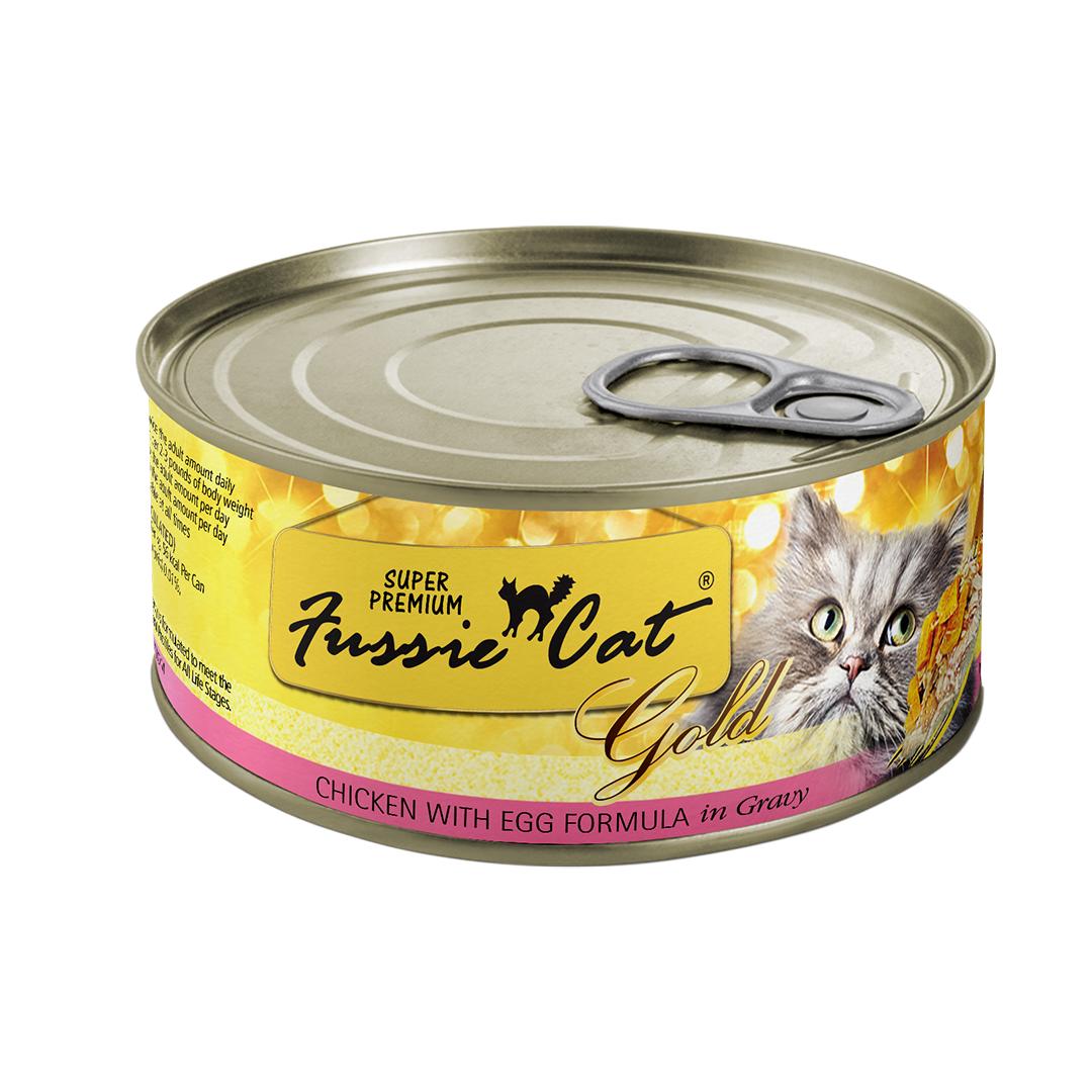 Fussie Cat Super Premium Chicken with Egg in Gravy Grain-Free Wet Cat Food Can, 2.82-oz, case of 24 (**)