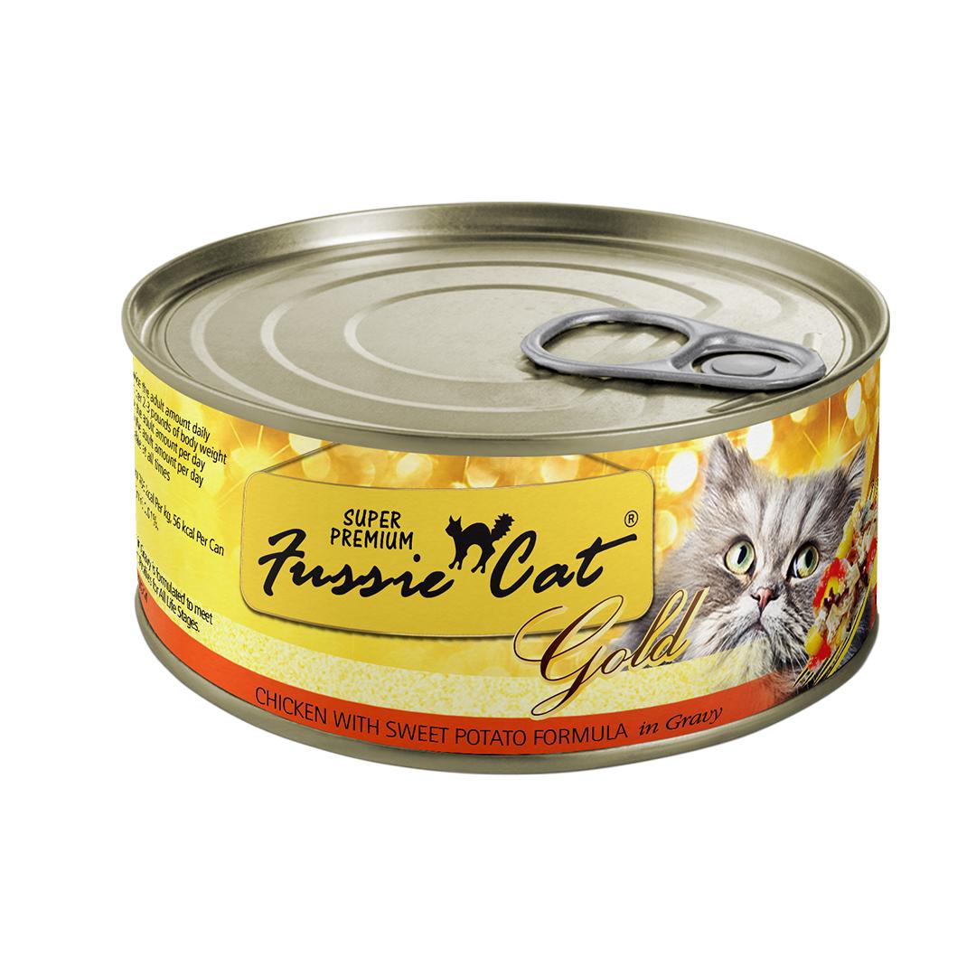 Fussie Cat Super Premium Chicken with Sweet Potato in Gravy Wet Cat Food Can, 2.82-oz, case of 24 (**)