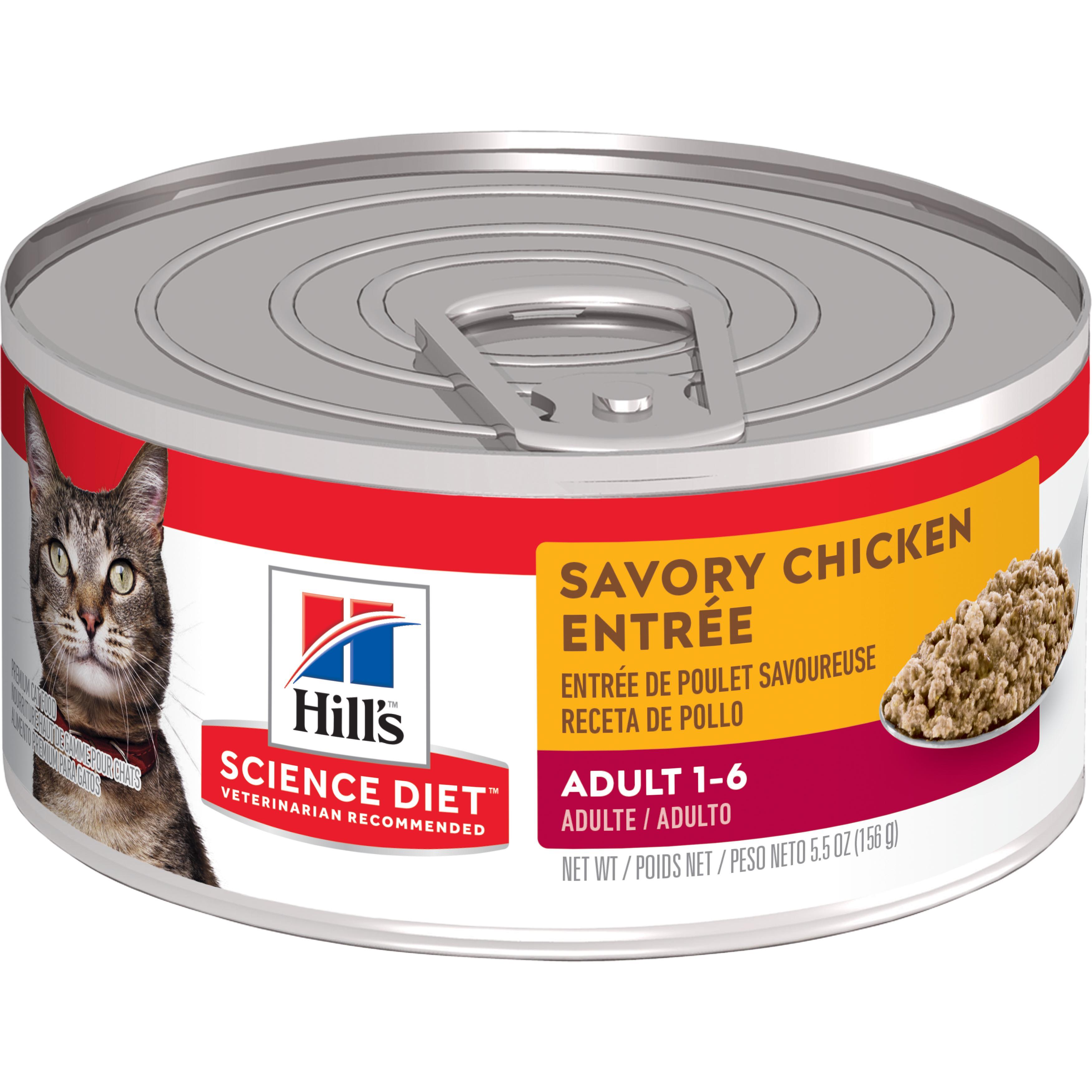 Hill's Science Diet Adult Savory Chicken Entree Wet Cat Food, 5.5-oz, case of 24 (**)