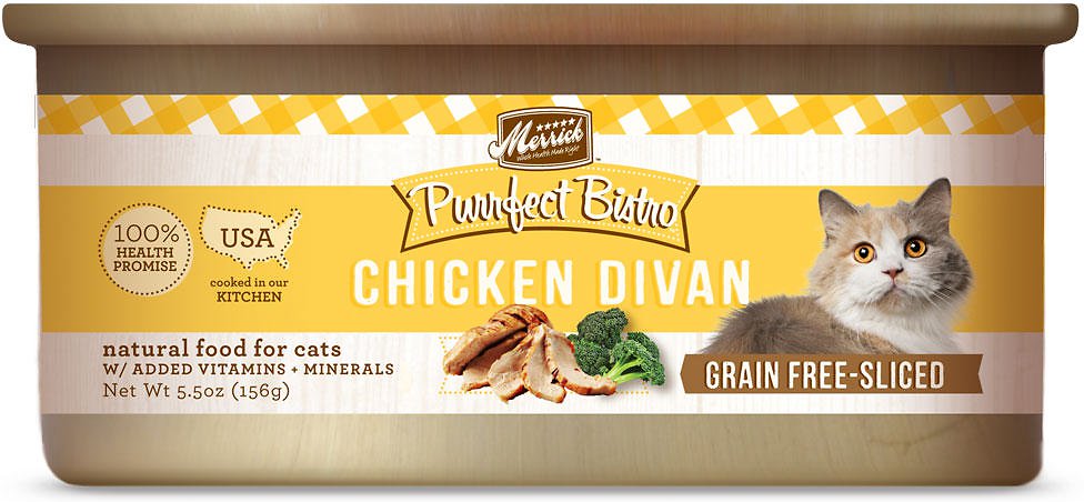 Merrick Purrfect Bistro Grain-Free Chicken Divan Morsels in Gravy Canned Cat Food, 5.5-oz, case of 24 (**)