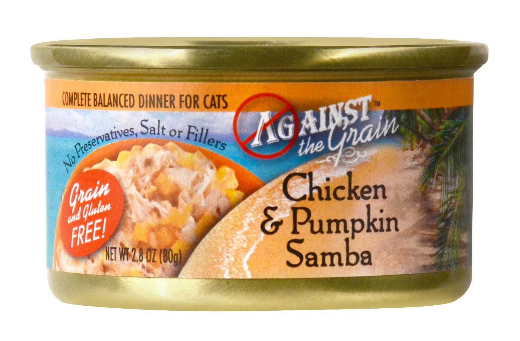 Against the Grain Chicken & Pumpkin Samba Wet Cat Food Can, 2.8-oz