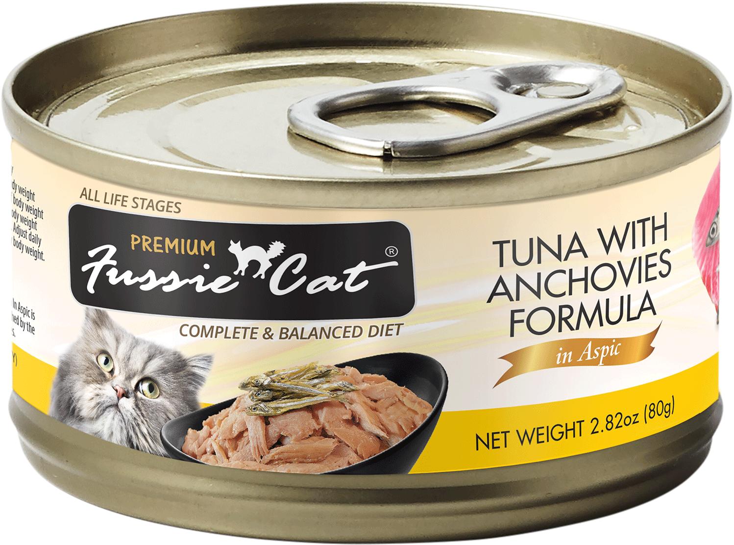 Fussie Cat Premium Tuna with Anchovies in Aspic Grain-Free Wet Cat Food Can, 2.82-oz