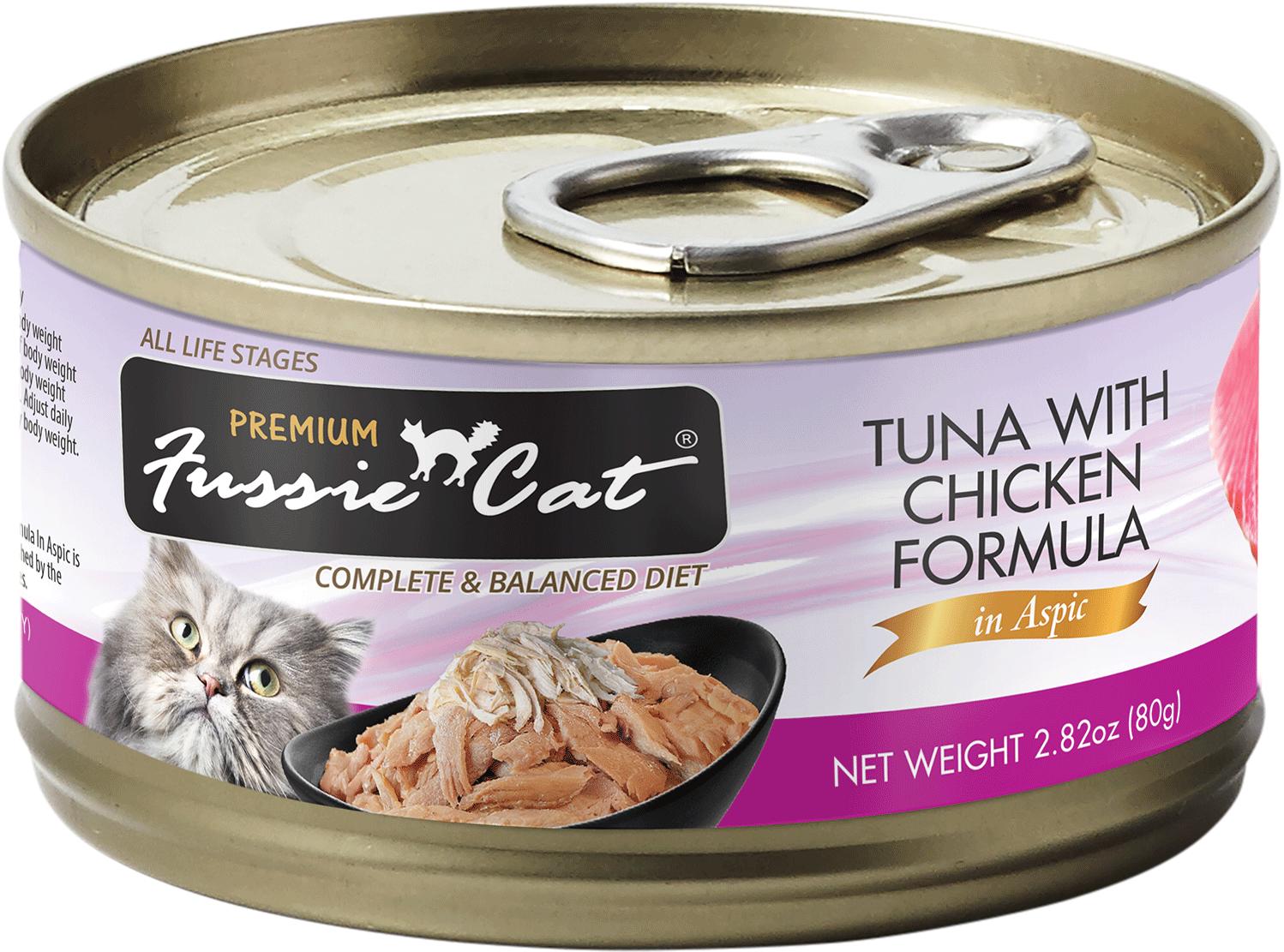 Fussie Cat Premium Tuna with Chicken in Aspic Grain-Free Wet Cat Food Can, 2.82-oz
