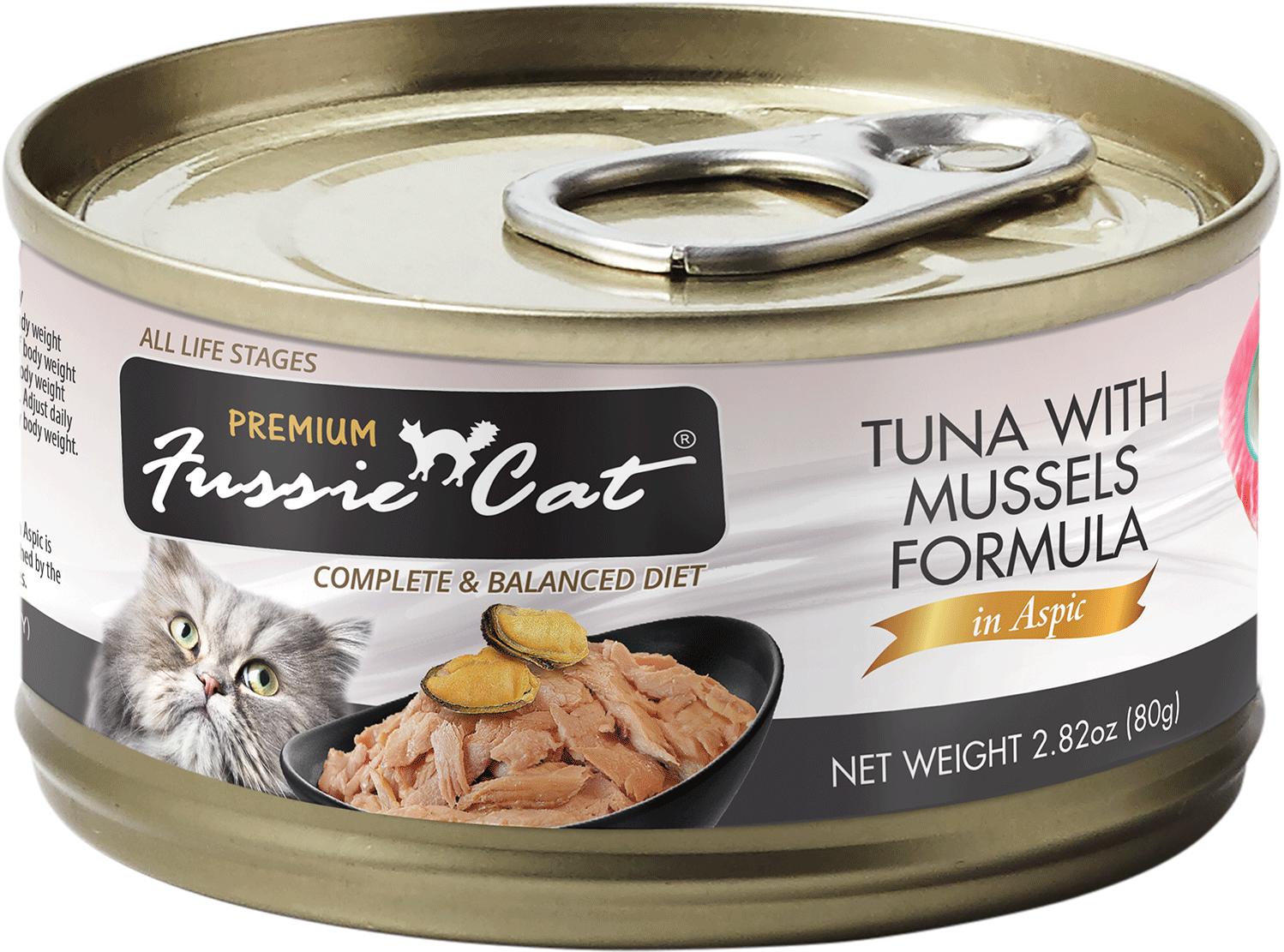 Fussie Cat Premium Tuna with Mussels in Aspic Grain-Free Wet Cat Food Can, 2.82-oz