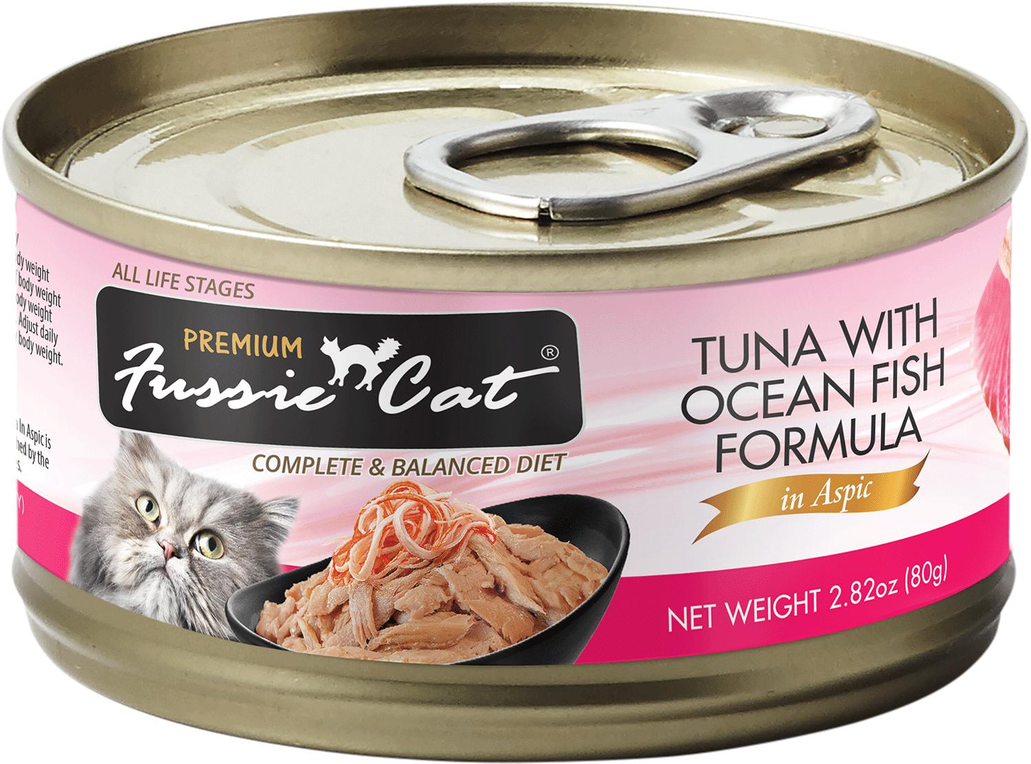 Fussie Cat Premium Tuna with Ocean Fish in Aspic Grain-Free Wet Cat Food Can, 2.82-oz