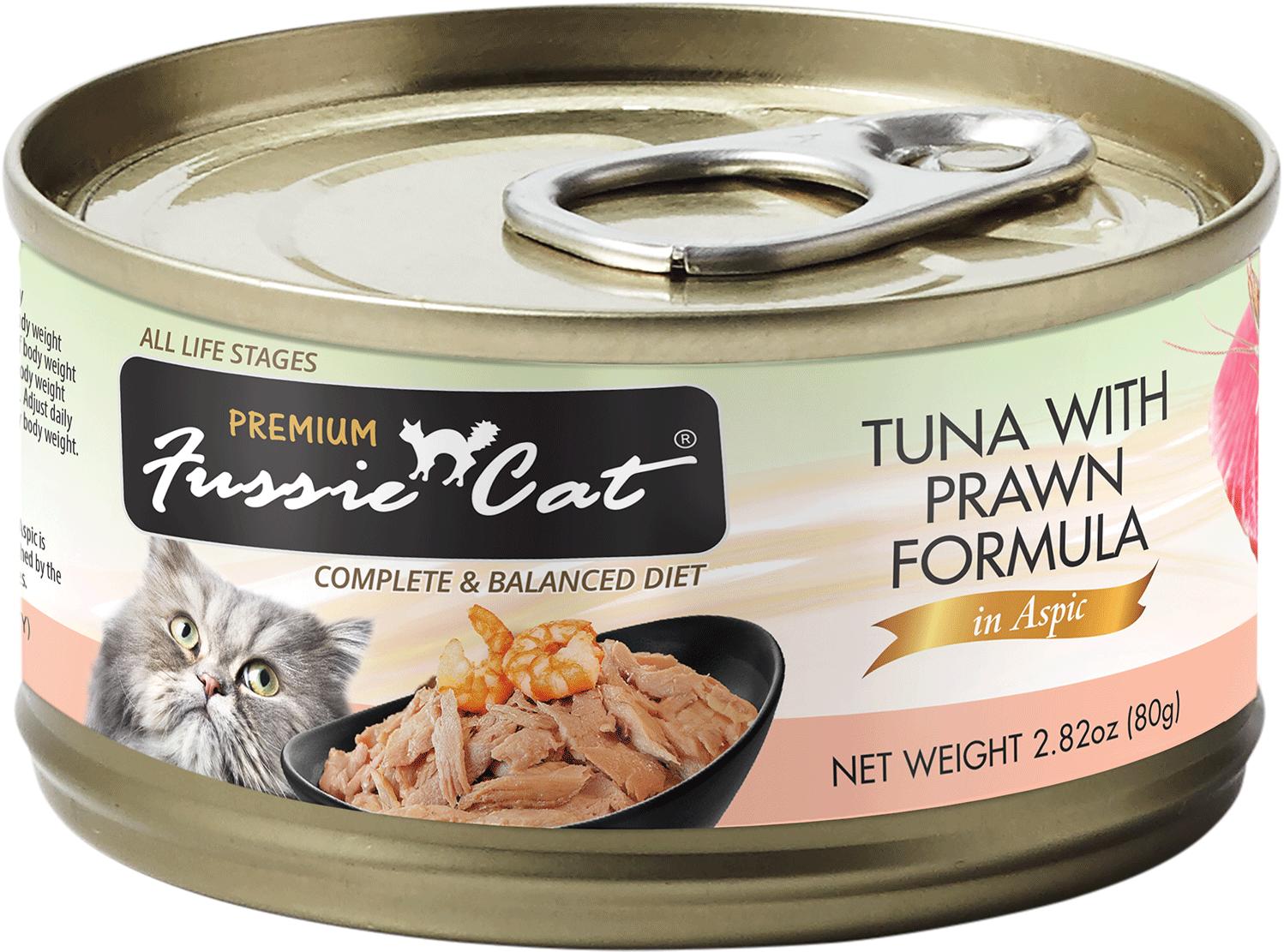Fussie Cat Premium Tuna with Prawns in Aspic Grain-Free Wet Cat Food Can, 2.82-oz