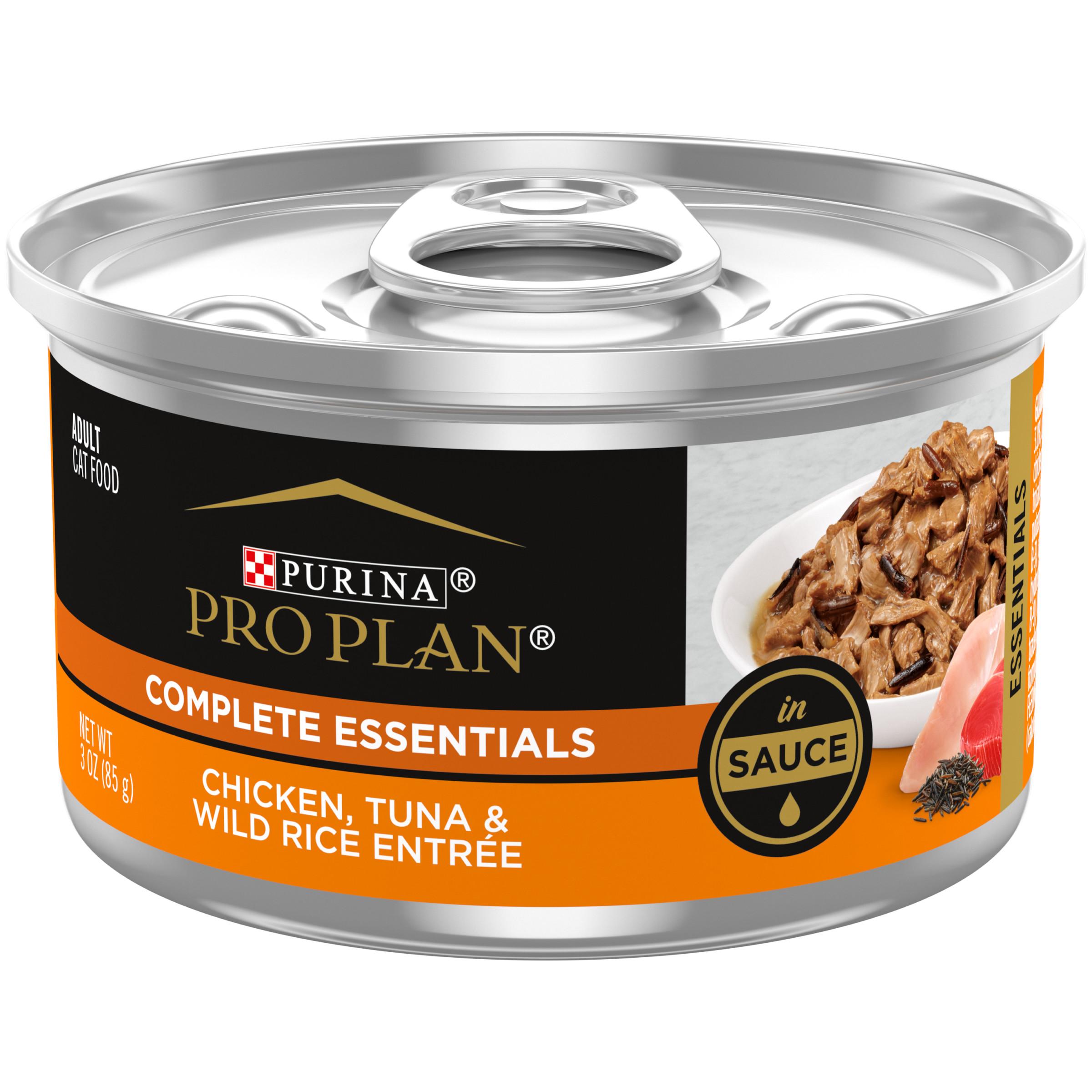 Purina Pro Plan Complete Essentials Chicken, Tuna & Wild Rice Entree in Sauce Wet Cat Food Can, 3-oz