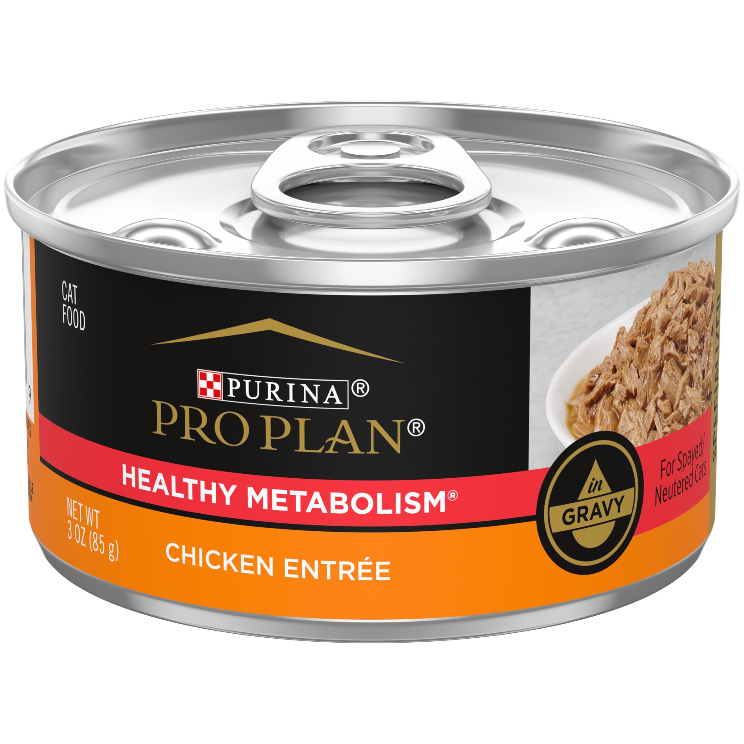 Purina Pro Plan Healthy Metabolism Chicken Entree in Gravy Wet Cat Food Can, 3-oz