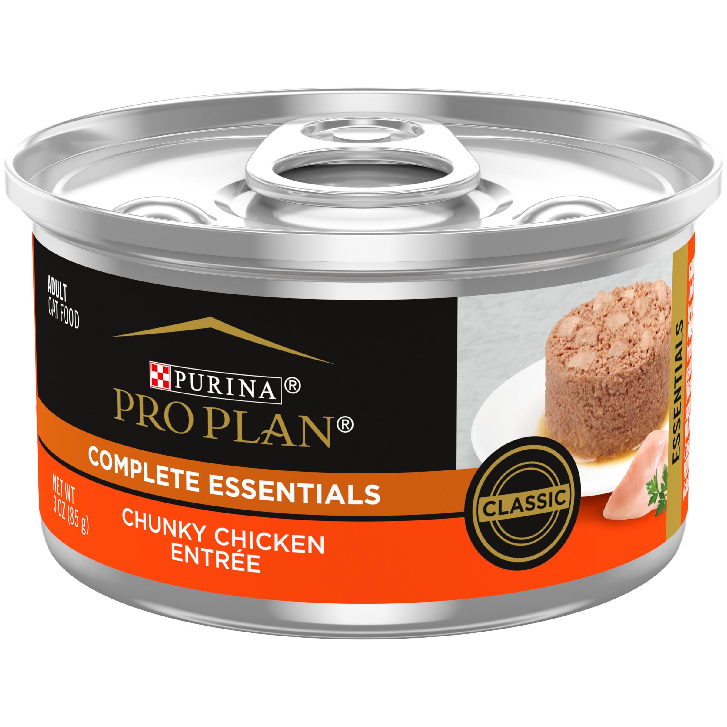 Purina Pro Plan Complete Essentials Chunky Chicken Entree Wet Cat Food Can, 3-oz