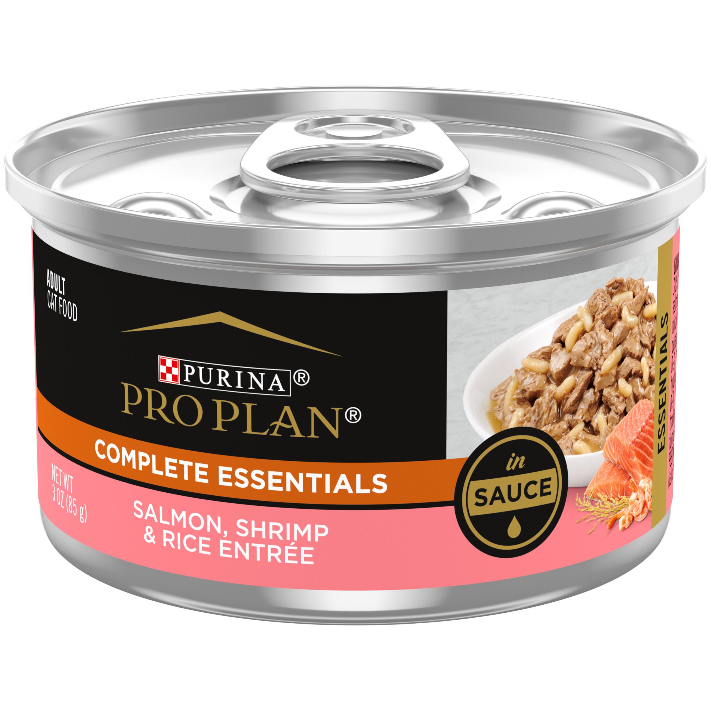 Purina Pro Plan Complete Essentials Salmon, Shrimp & Rice Entree in Sauce Wet Cat Food Can, 3-oz
