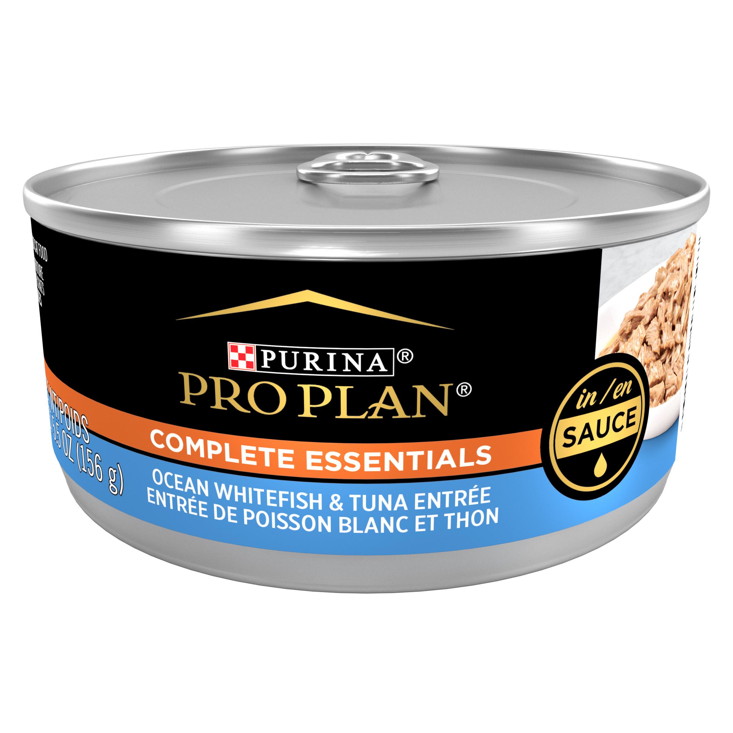 Purina Pro Plan Complete Essentials Ocean Whitefish & Tuna Entree in Sauce Wet Cat Food Can, 5.5-oz