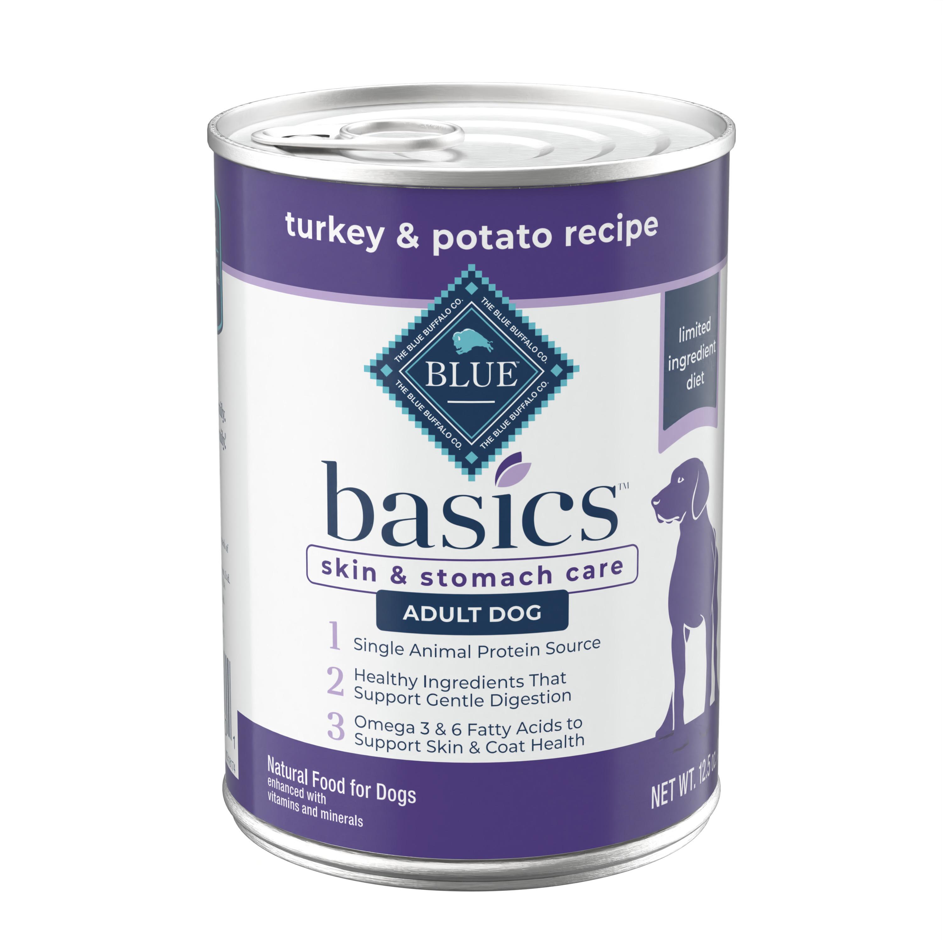 Blue Buffalo Basics Skin Stomach Care Natural Turkey Potato Adult Grain Free Wet Dog Food 12.5 oz Pet Foods Plus