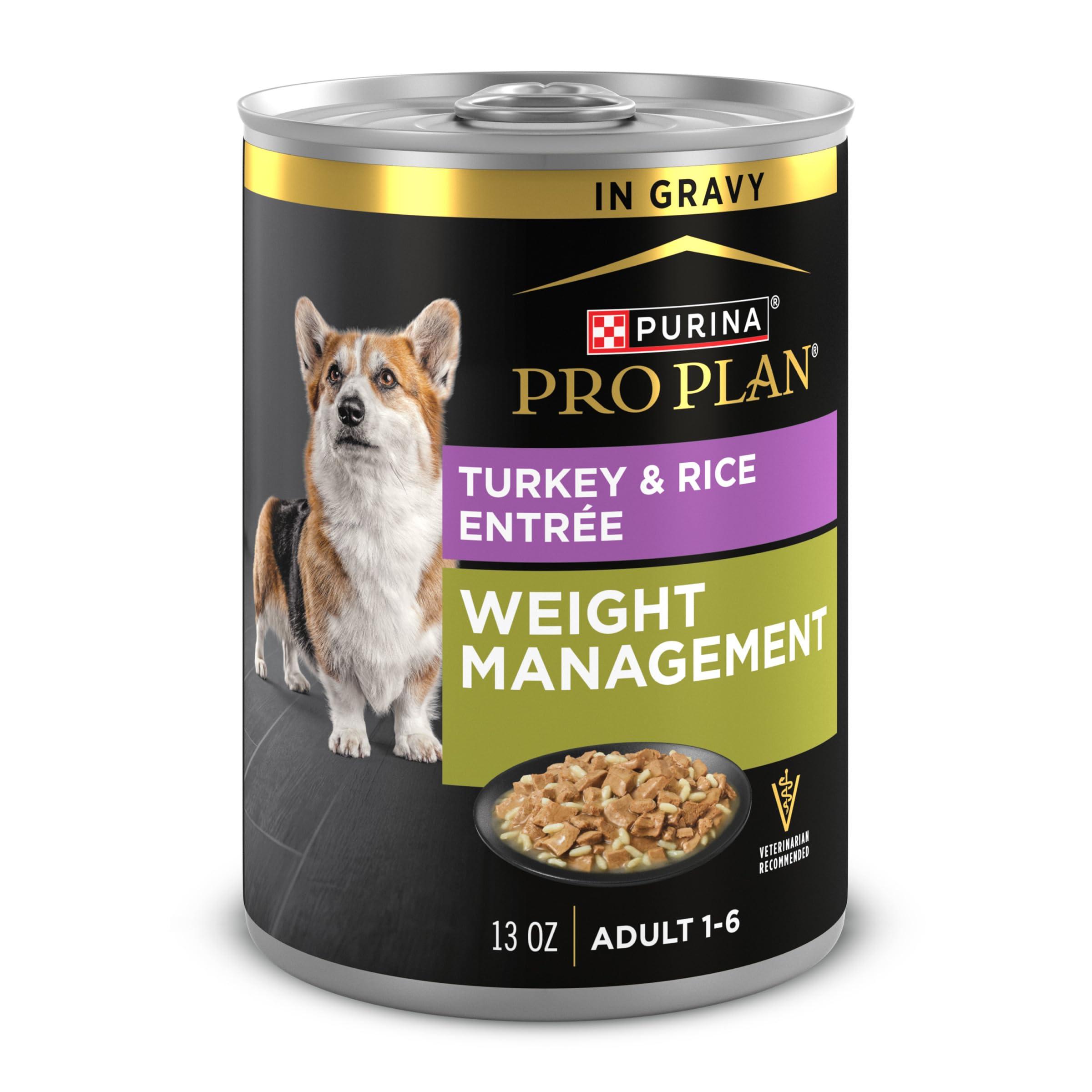 Purina Pro Plan Weight Management Turkey & Rice Entree in Gravy Wet Dog Food Can, 13-oz