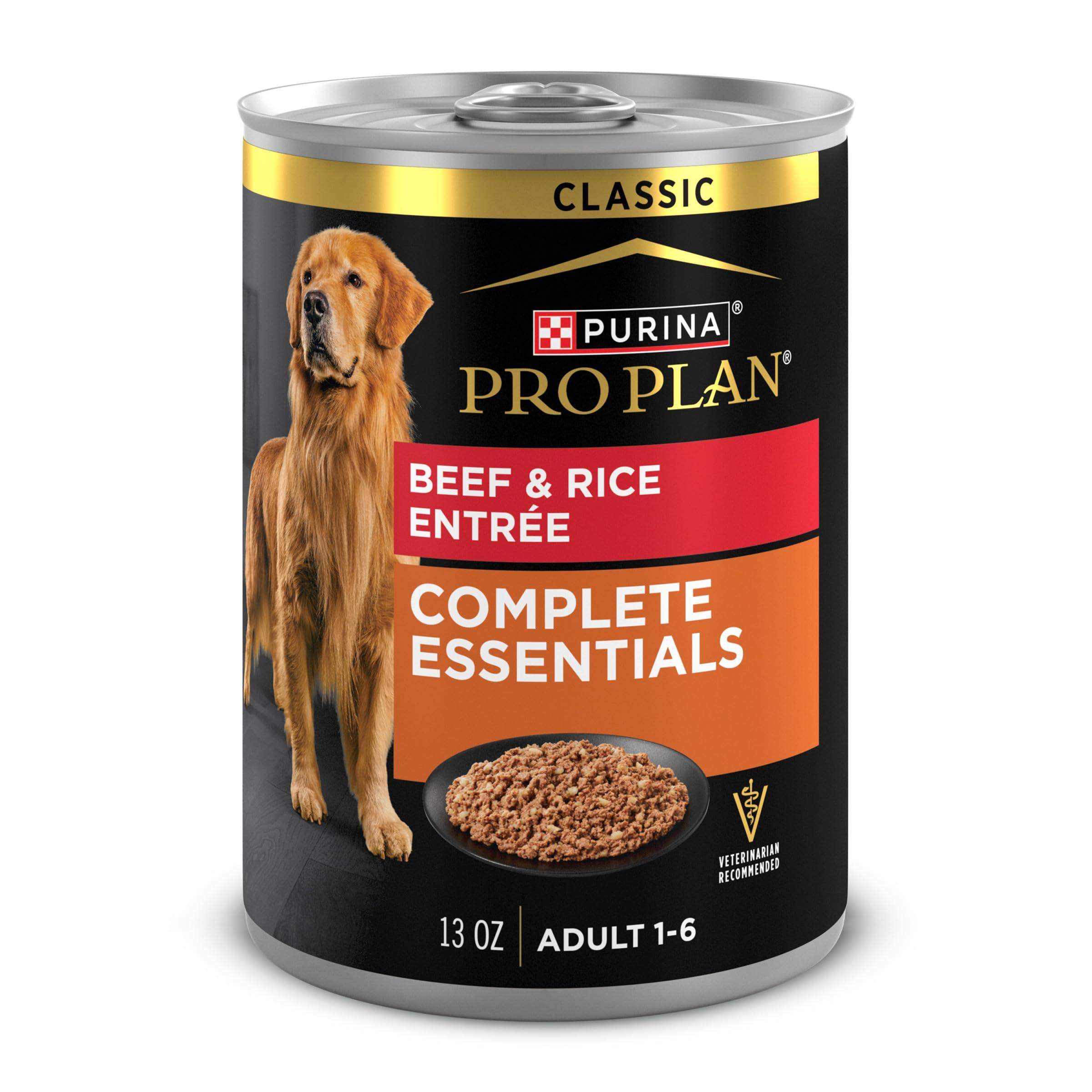 Purina Pro Plan Complete Essentials Beef & Rice Entree Adult Wet Dog Food Can, 13-oz