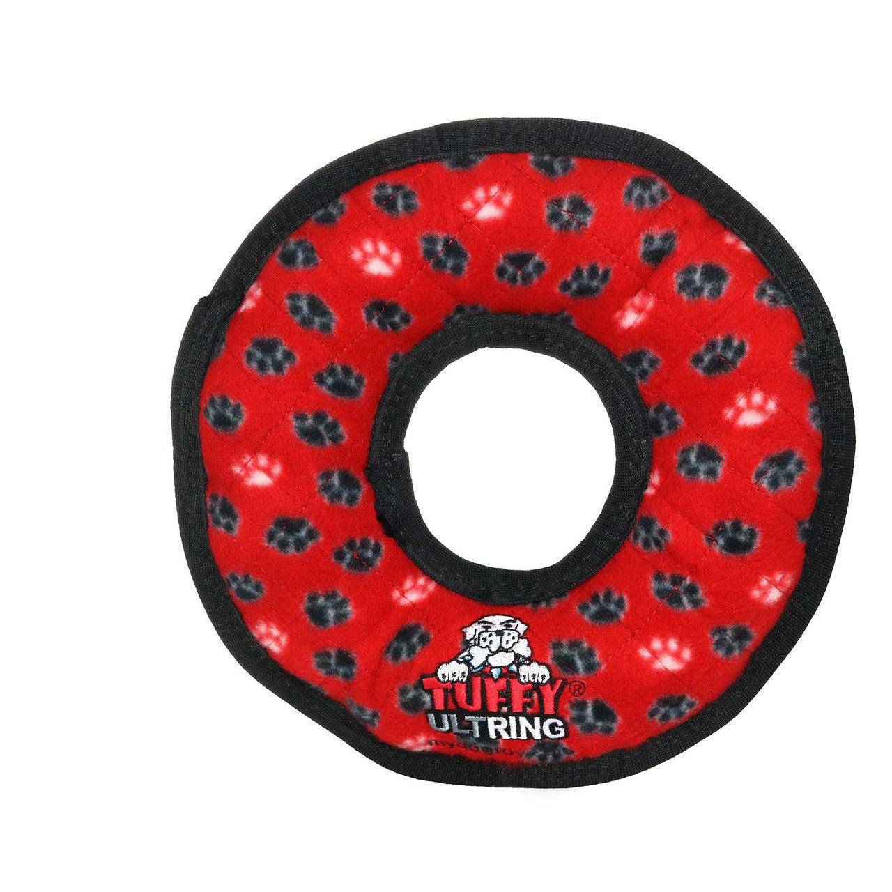 Tuffy Ultimate Ring Dog Toy, Red Paws
