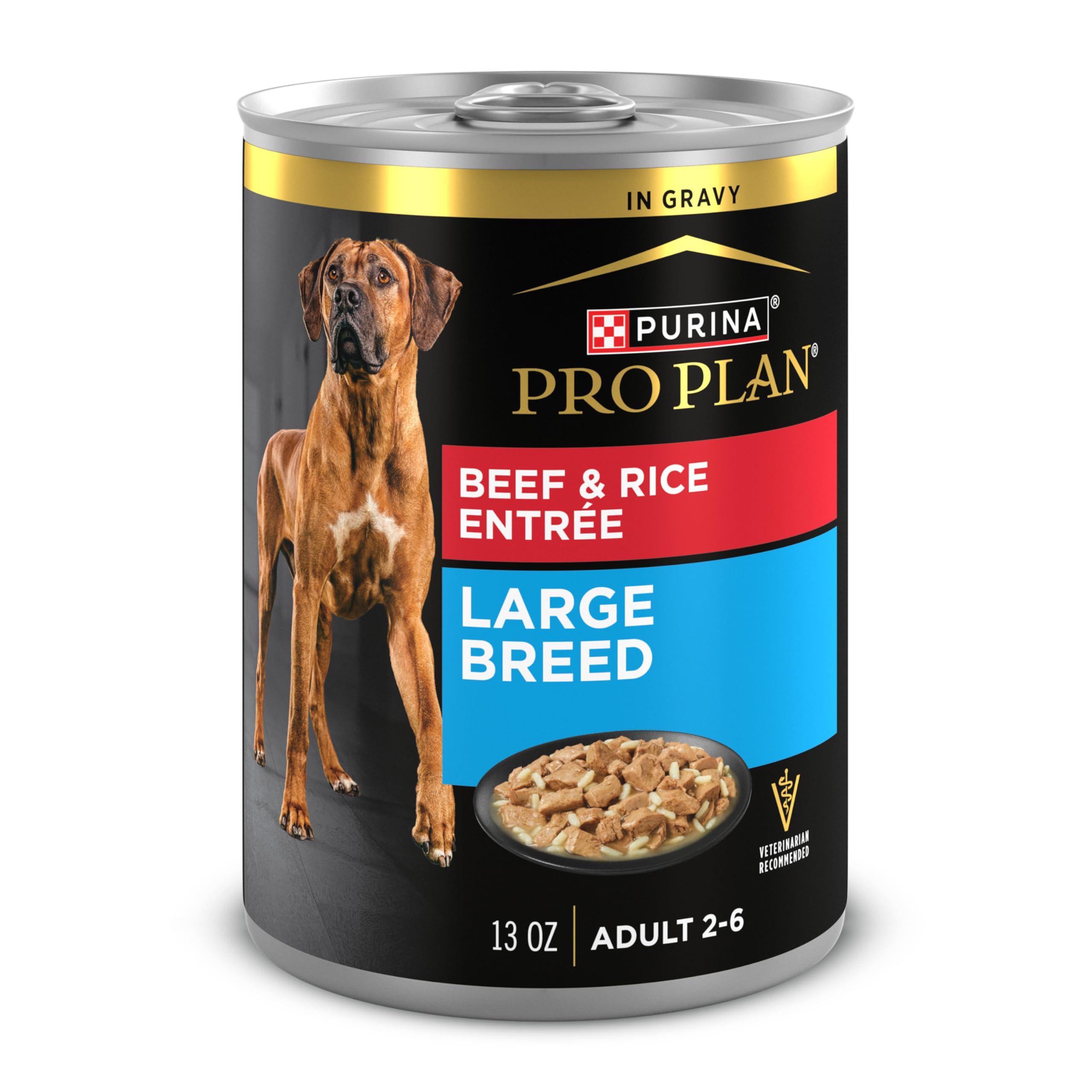 Purina Pro Plan Beef & Rice Entree in Gravy Large Breed Adult Wet Dog Food Can, 13-oz