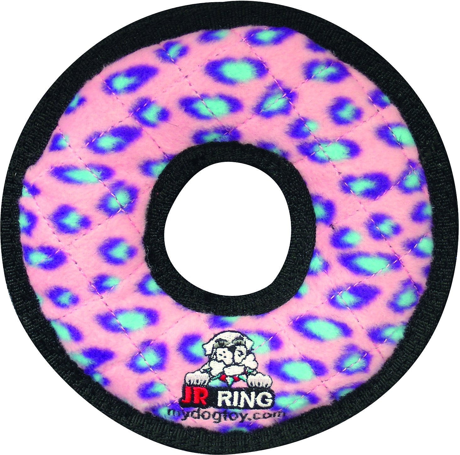 Tuffy Junior Ring Dog Toy, Pink Leopard